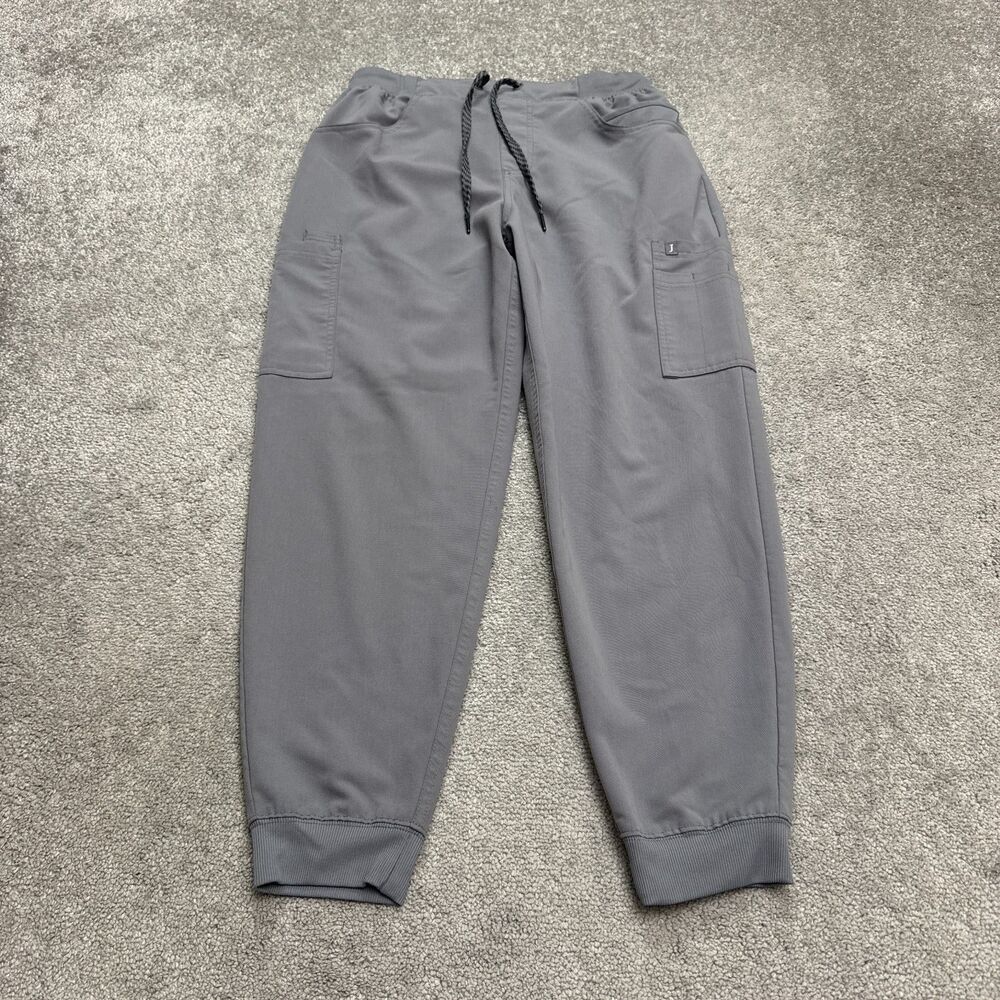 Jaanu Cargo Jogger Scrub Pants Womens Medium Short Gray Drawstring Medical Work